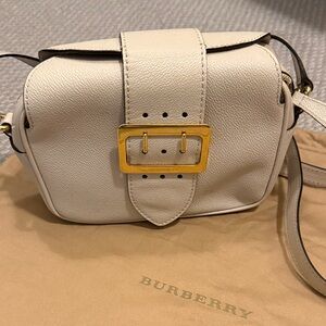 Burberry Cream Leather Crossbody with Gold Buckle